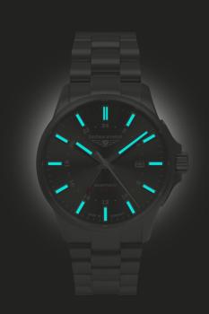 Preview: Bauhaus Aviation Herrenuhr Automatik mit GMT und Lederarmband